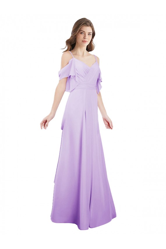 Long Lilac Cold Shoulder A-Line Formal Dress / Bridesmaid Dress Birmingham