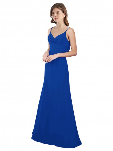 Long Royal Blue Sleeveless A-Line Low Back Evening Dress / Bridesmaid Dress Birmingham