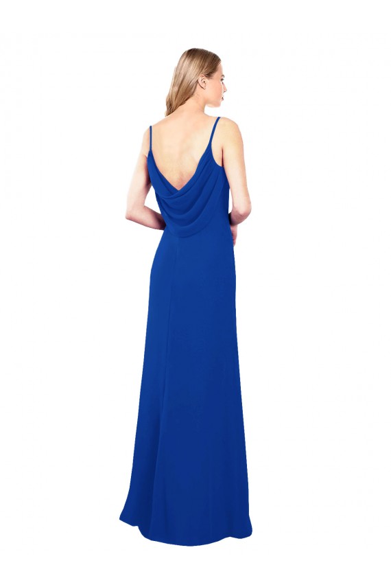 Long Royal Blue Sleeveless A-Line Low Back Evening Dress / Bridesmaid Dress Birmingham