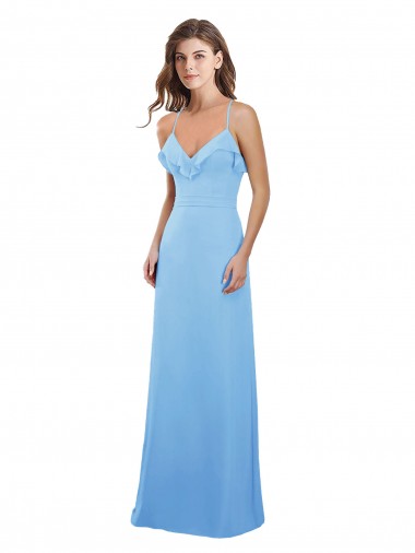 Long Periwinkle Sleeveless A-Line Keyhole Back Bridesmaid Dress Birmingham
