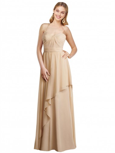 Long Champagne Sleeveless A-Line Open Back Bridesmaid Dress Birmingham
