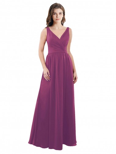 Long Wild Berry Sleeveless A-Line V-Back Bridesmaid Dress Birmingham