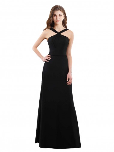 Long Black Sleeveless A-Line Open Back Bridesmaid Dress Birmingham
