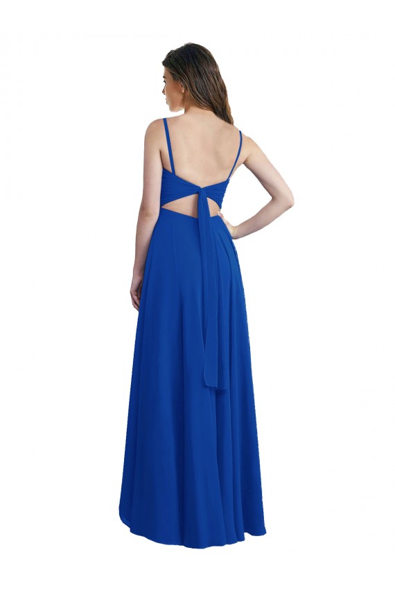 Long Royal Blue Sleeveless A-Line Open Back High Low Bridesmaid Dress Birmingham