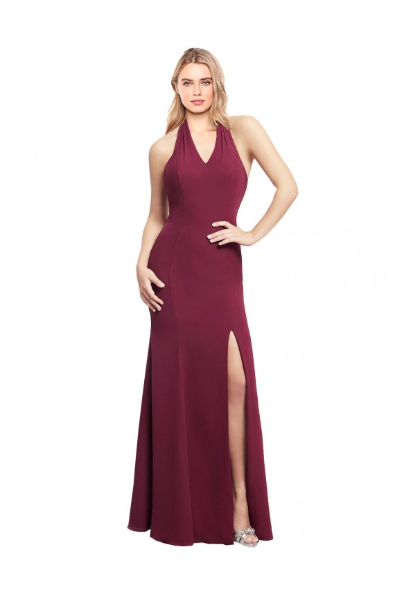 Long Burgundy Sleeveless Mermaid Open Back Bridesmaid Dress Birmingham