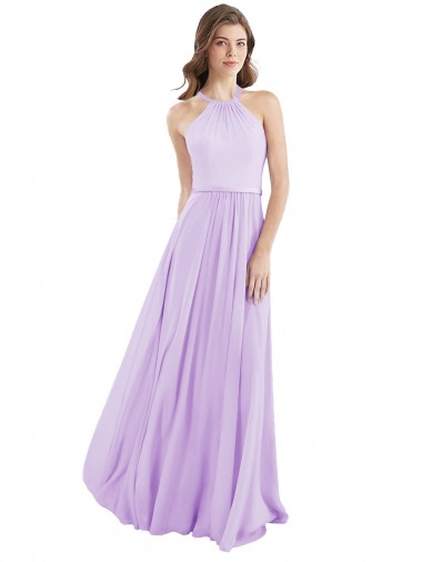 Long Lilac Sleeveless A-Line Chiffon Bridesmaid Dress / Evening Dress Birmingham