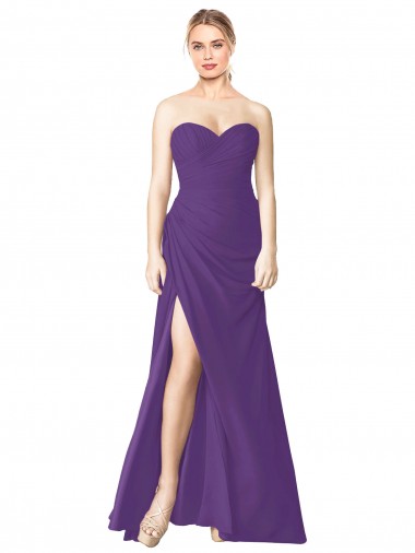 Long Plum Purple Sleeveless A-Line Low Back Bridesmaid Dress Birmingham