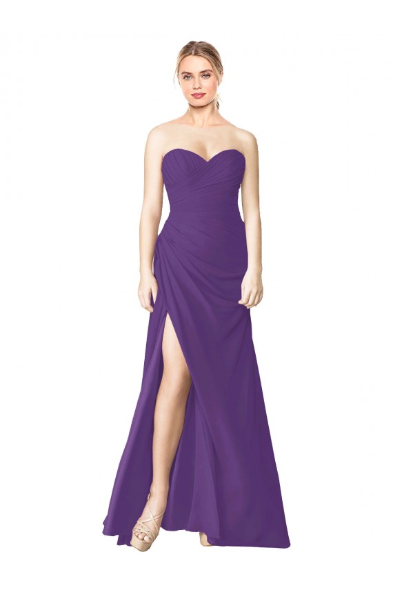 Long Plum Purple Sleeveless A-Line Low Back Bridesmaid Dress Birmingham