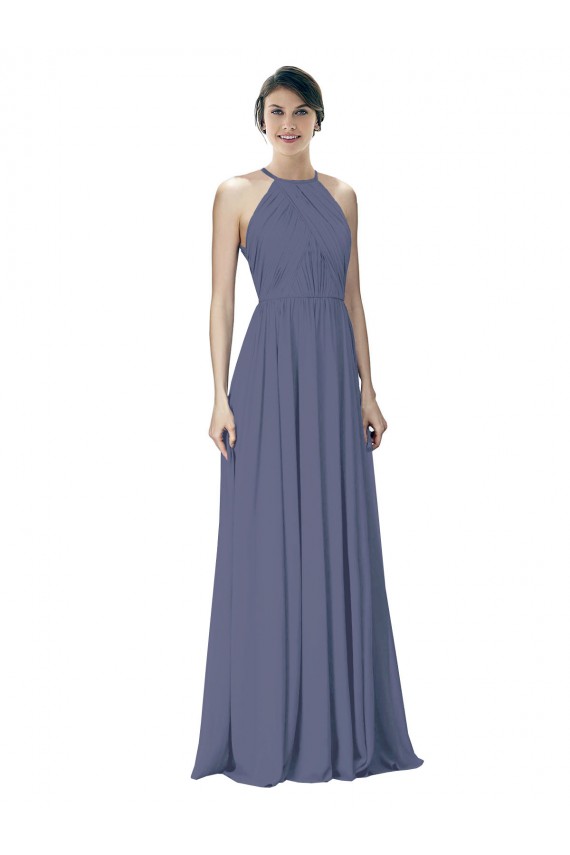 Long Silver Stone Sleeveless A-Line Open Back Formal Dress / Bridesmaid Dress Birmingham