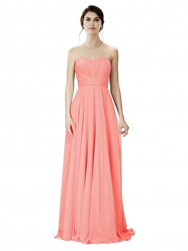 Long Peach Sleeveless A-Line Bridesmaid Dress Birmingham