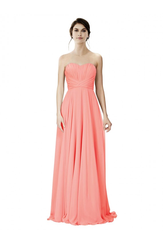 Long Peach Sleeveless A-Line Bridesmaid Dress Birmingham