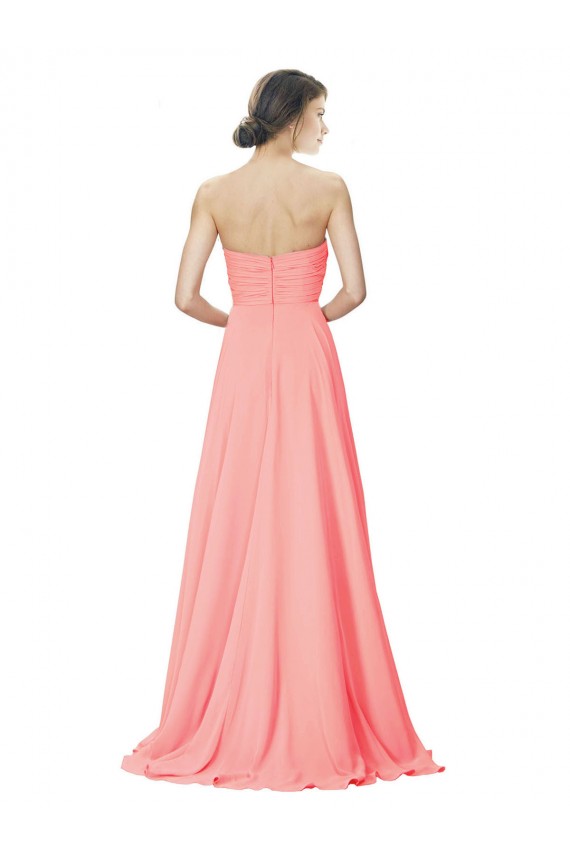Long Peach Sleeveless A-Line Bridesmaid Dress Birmingham