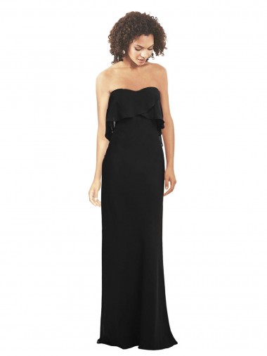 Long Black Sleeveless Sheath Soft Chiffon Bridesmaid Dress Birmingham