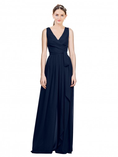 Long Dark Navy Sleeveless A-Line Wedding Party Dress Birmingham