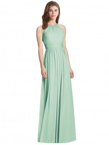 Long Mint Green Sleeveless A-Line Open Back Semi Formal Evening Dress / Bridesmaid Dress Birmingham