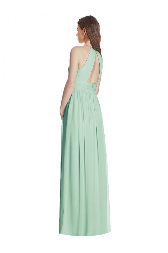 Long Mint Green Sleeveless A-Line Open Back Semi Formal Evening Dress / Bridesmaid Dress Birmingham