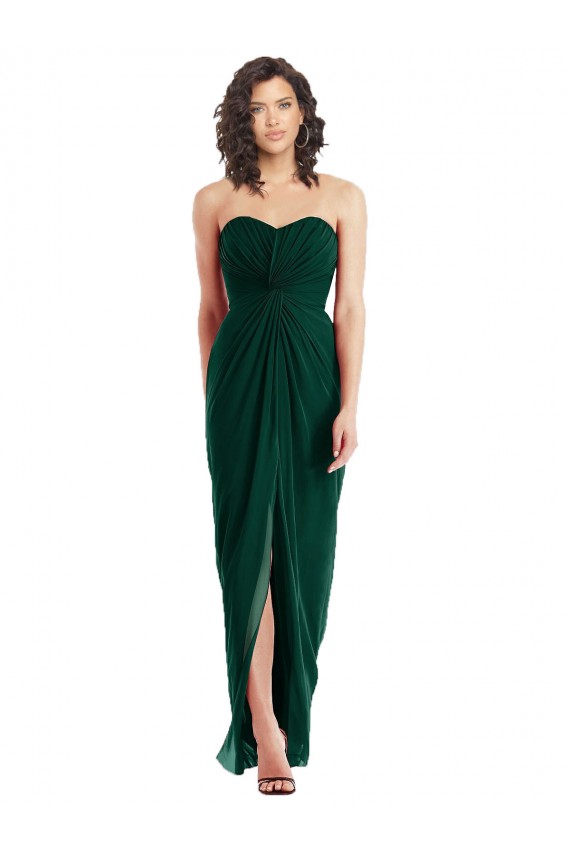 Long Ever Green Sleeveless A-Line Low Back Front Slit Bridesmaid Dress Birmingham