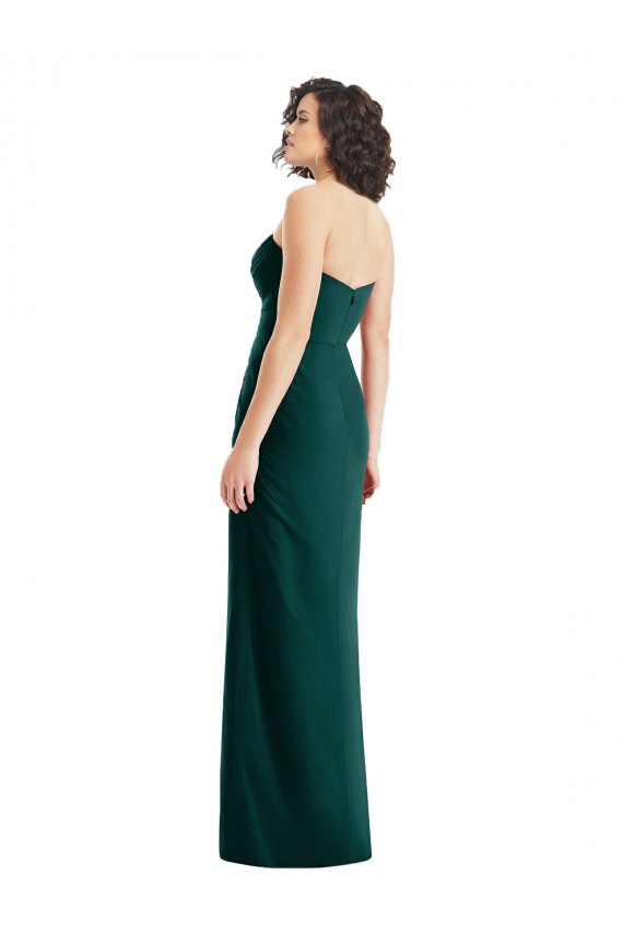 Long Ever Green Sleeveless A-Line Low Back Front Slit Bridesmaid Dress Birmingham