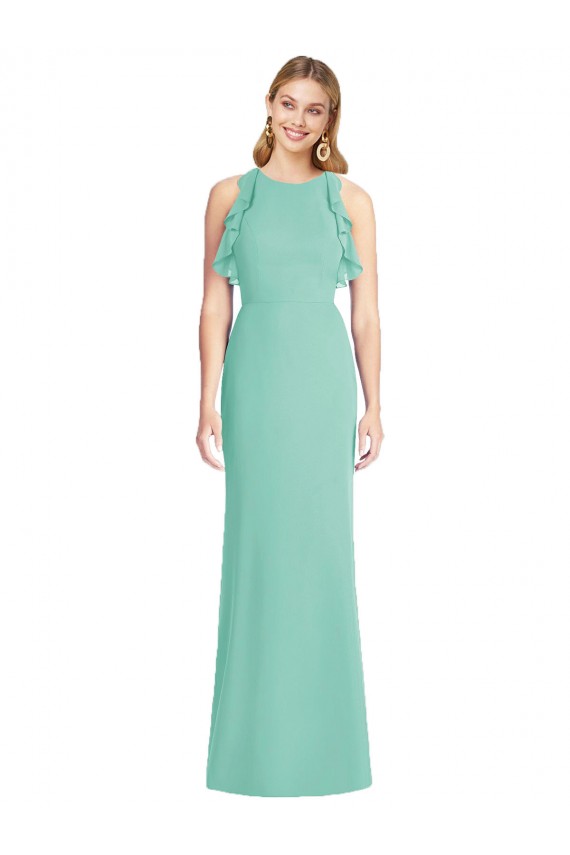 Long Jade Sleeveless Mermaid Open Back Bridesmaid Dress Birmingham