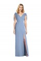 Long Dusty Blue Sleeveless Mermaid V-Back Bridesmaid Dress Birmingham