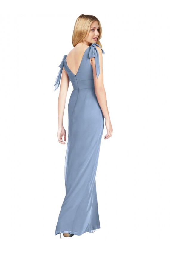 Long Dusty Blue Sleeveless Mermaid V-Back Bridesmaid Dress Birmingham