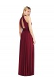 Long Burgundy Sleeveless A-Line Open Back Soft Chiffon Semi Formal Evening Dress / Bridesmaid Dress Birmingham
