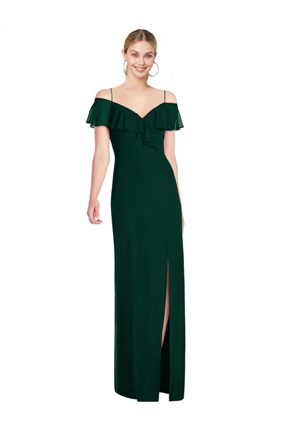 Long Ever Green Cold Shoulder Trumpet Semi Formal Evening Dress / Bridesmaid Dress Birmingham