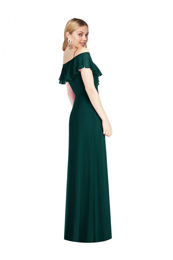 Long Ever Green Cold Shoulder Trumpet Semi Formal Evening Dress / Bridesmaid Dress Birmingham