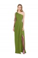 Long Olive Green Sleeveless Trumpet Draped Front Slit Bridesmaid Dress Birmingham