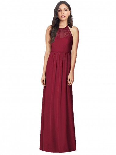 Long Burgundy Sleeveless Trumpet Bridesmaid Dress Birmingham