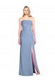 Long Dusty Blue Sleeveless Trumpet Side Slit Bridesmaid Dress Birmingham