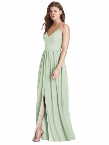Long Sage Sleeveless A-Line Open Back Semi Formal Evening Dress / Bridesmaid Dress Birmingham