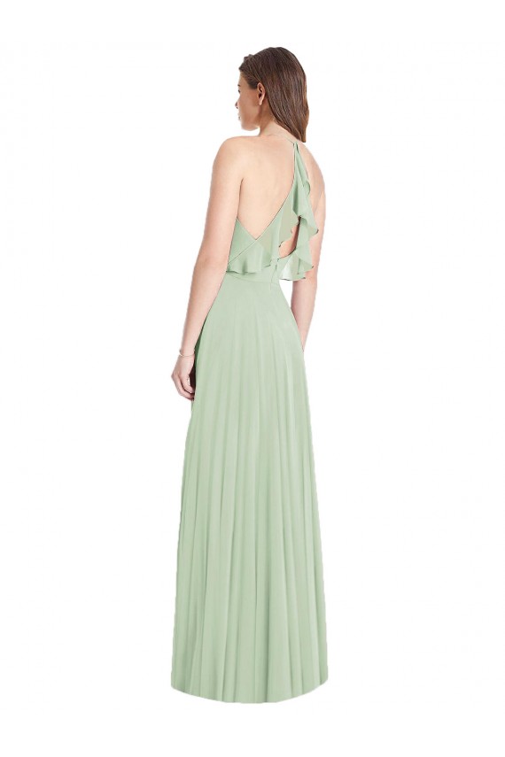 Long Sage Cold Shoulder Trumpet Semi Formal Evening Dress / Bridesmaid Dress Birmingham