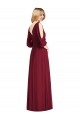 Long Burgundy Bell Sleeves Trumpet V-Back Formal Dress / Bridesmaid Dress Birmingham