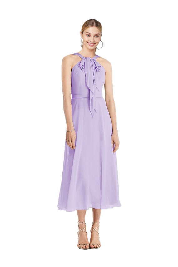 Tea length Lilac Sleeveless A-Line V-Back Prom Dress / Bridesmaid Dress Birmingham