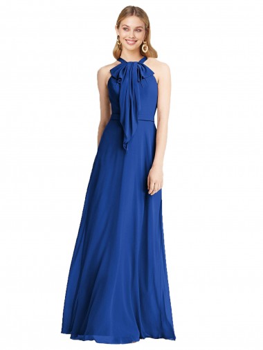 Long Royal Blue Sleeveless A-Line V-Back Soft Chiffon Bridesmaid Dress Birmingham