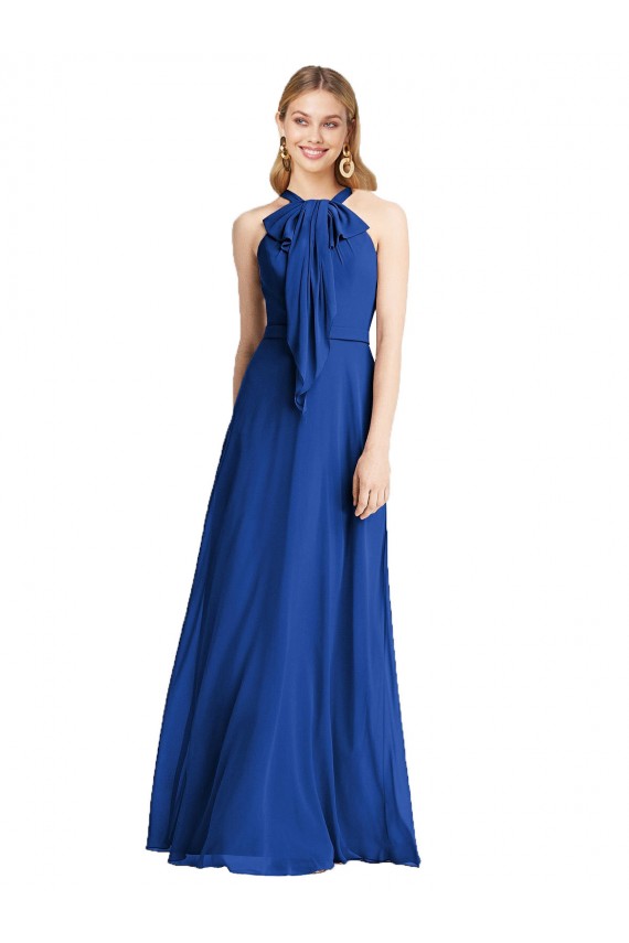 Long Royal Blue Sleeveless A-Line V-Back Soft Chiffon Bridesmaid Dress Birmingham