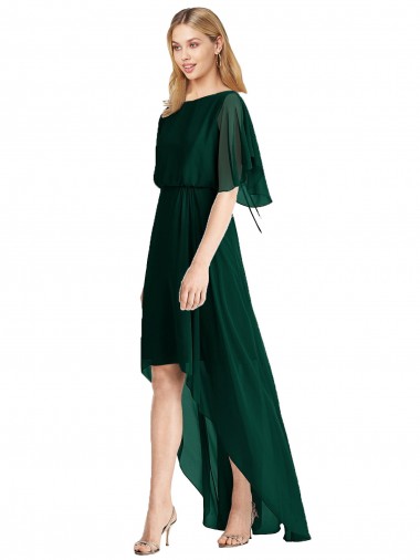 Ever Green Flutter Sleeves A-Line Tie Back High Low Bridesmaid Dress Birmingham