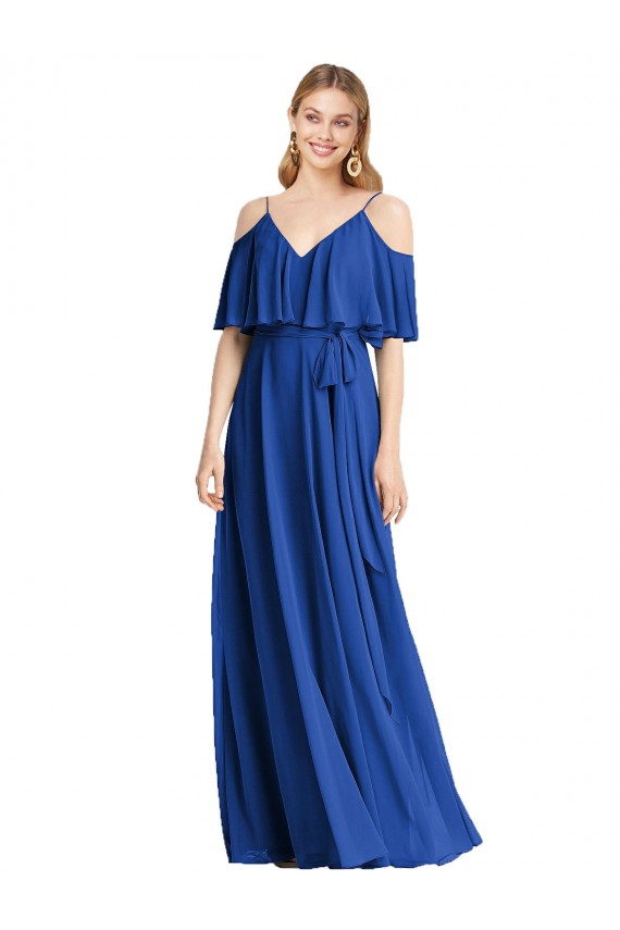 Long Royal Blue Cold Shoulder A-Line Bridesmaid Dress Birmingham