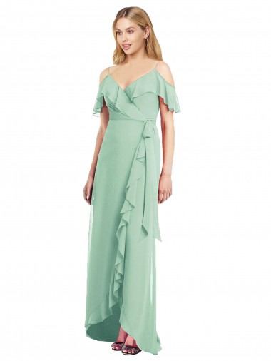 Long Mint Green Cold Shoulder Trumpet High Low Bridesmaid Dress Birmingham
