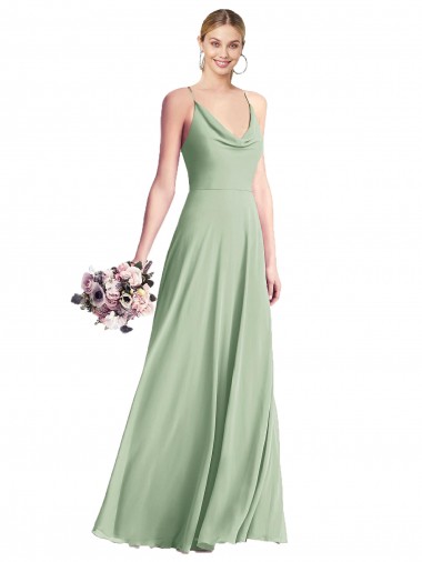 Long Sage Sleeveless A-Line Open Back Bridesmaid Dress / Evening Dress Birmingham
