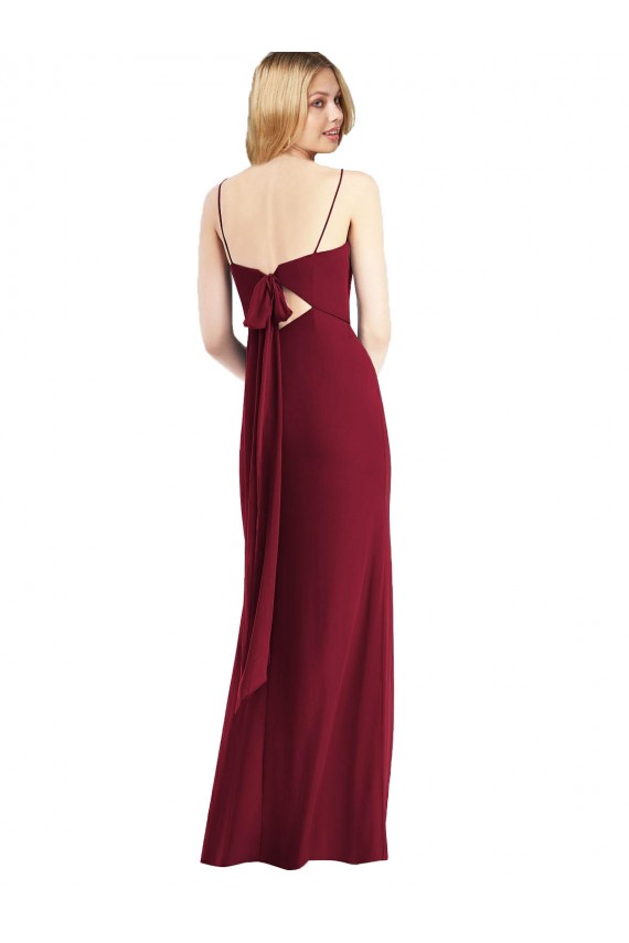 Long Burgundy Sleeveless Trumpet Tie Back Bridesmaid Dress Birmingham