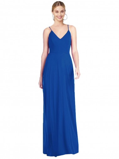 Long Royal Blue Sleeveless A-Line Open Back Formal Dress / Bridesmaid Dress Birmingham