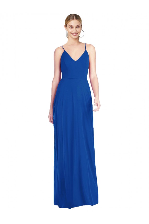 Long Royal Blue Sleeveless A-Line Open Back Formal Dress / Bridesmaid Dress Birmingham