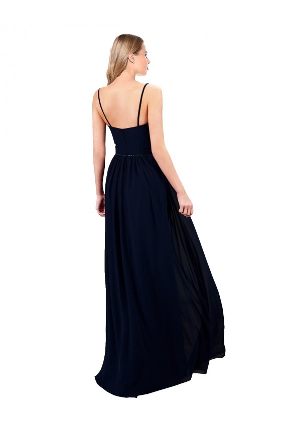 Long Dark Navy Sleeveless A-Line High Slit Formal Evening Gown / Bridesmaid Dress Birmingham