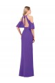 Long Purple Ruffle Sleeves A-Line Open Back Bridesmaid Dress Birmingham