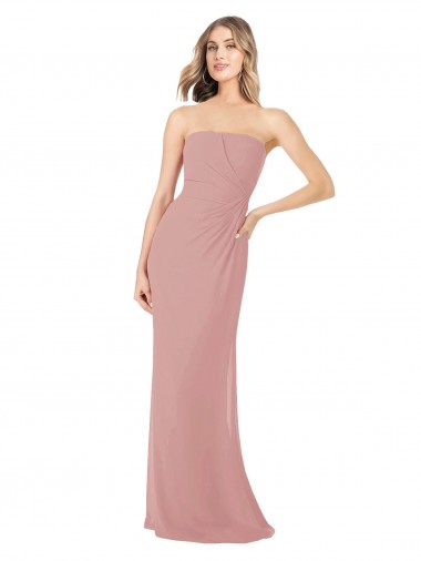 Long Dusty Pink Sleeveless Sheath Bridesmaid Dress Birmingham