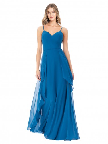 Long Peacock Blue Sleeveless A-Line Bridesmaid Dress Birmingham