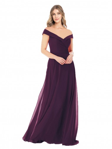 Long Grape Sleeveless A-Line Soft Chiffon Bridal Party Dress Birmingham