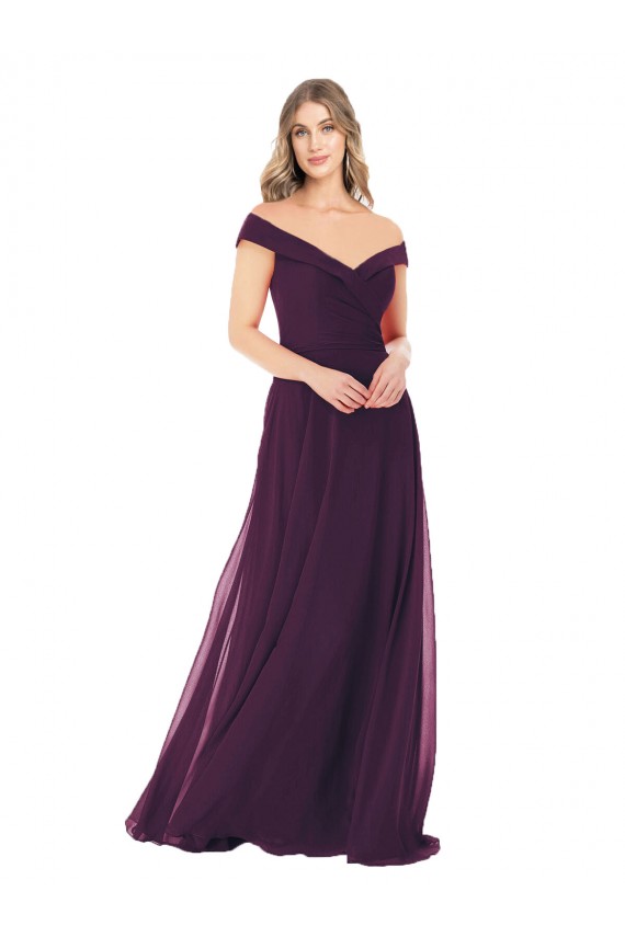 Long Grape Sleeveless A-Line Soft Chiffon Bridal Party Dress Birmingham